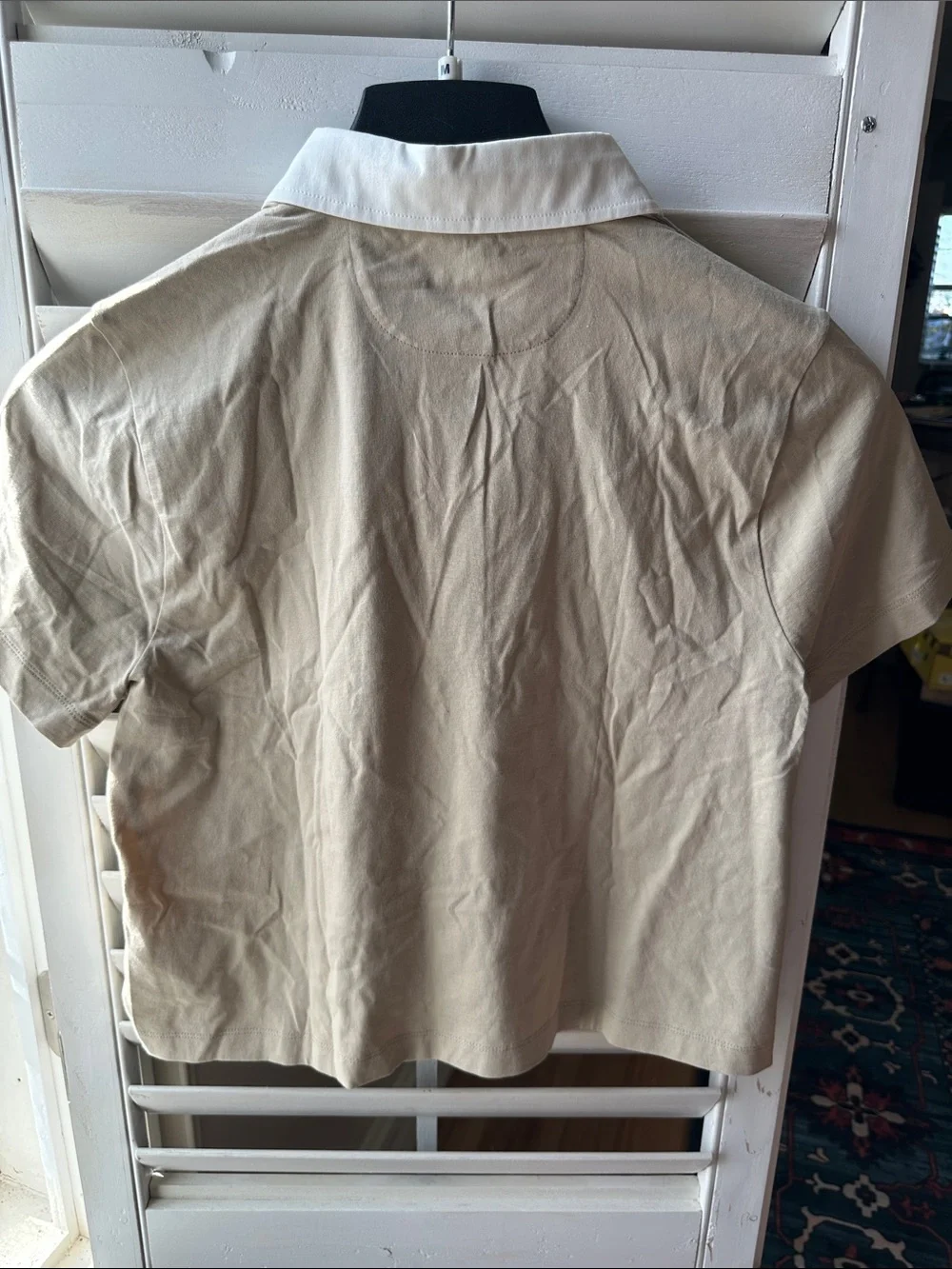 J. Crew Cream Polo with White Contrast Collar